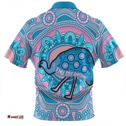 Australia Emu Aboriginal Custom Blue Indigenous Dreamtime Emu Zip Polo Shirt