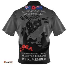 Australia Anzac Anzac Day Poppy Flowers Black Zip Polo Shirt