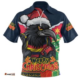Adelaide Crows Santa Scoring Touchdown On Christmas Game Day Zip Polo Shirt