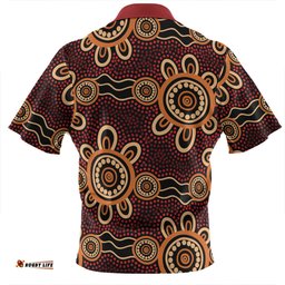 Australia Dot Painting Inspired Aboriginal Aboriginal Dot Pattern Painting Art Zip Polo Shirt