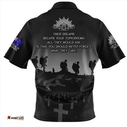 Australia Anzac Day Lest We Forget Battlefields Remembered Zip Polo Shirt