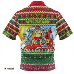 Australia Christmas Custom Surfing Santa Zip Polo Shirt