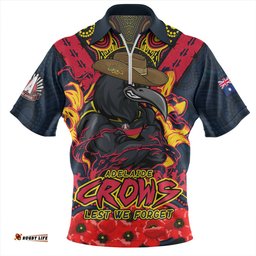 Adelaide Crows Ripped Legacy Of The Game The ANZAC Spirit Lives On Zip Polo Shirt