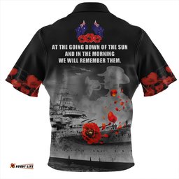 Australia Anzac Day Guardian Of The Seas Lest We Forget Zip Polo Shirt