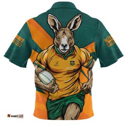 Aussie Wallabies Aboriginal Strength Wear Wallabies Rugby Edition Orange Zip Polo Shirt