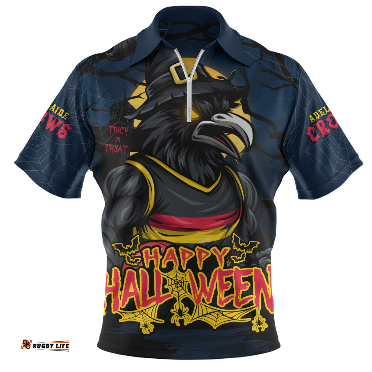 Adelaide Crows Full Moon Fever Halloween Supporter Zip Polo Shirt