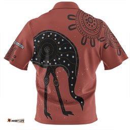 Australia Emu Aboriginal Custom Emu Dreamtime Zip Polo Shirt