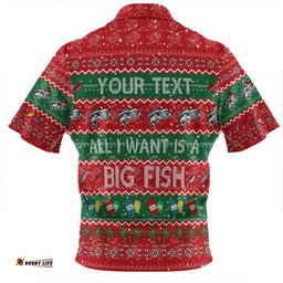 Australia Christmas Custom Merry Fishmas All I Want is a Big Fish Zip Polo Shirt