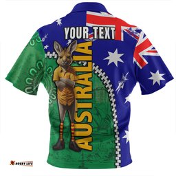 Australia Custom Kangaroo Happy Australia Day Zip Polo Shirt