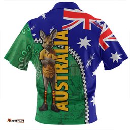 Australia Custom Kangaroo Happy Australia Day Zip Polo Shirt