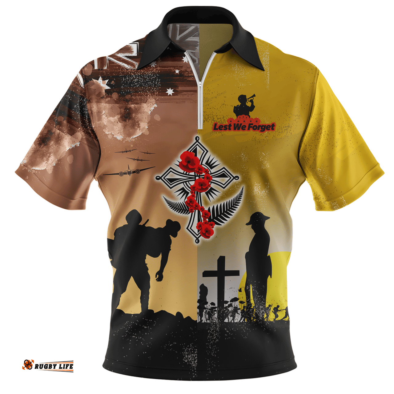 Australia Anzac Day Special Remembrance Day Lest We Forget Zip Polo Shirt