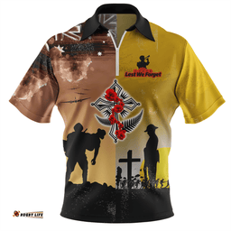 Australia Anzac Day Special Remembrance Day Lest We Forget Zip Polo Shirt