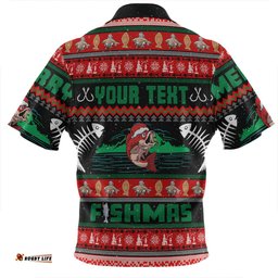 Australia Christmas Fishing Custom Merry Ugly Fishmas Zip Polo Shirt