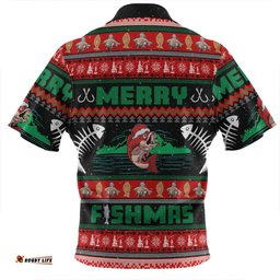 Australia Christmas Fishing Custom Merry Ugly Fishmas Zip Polo Shirt