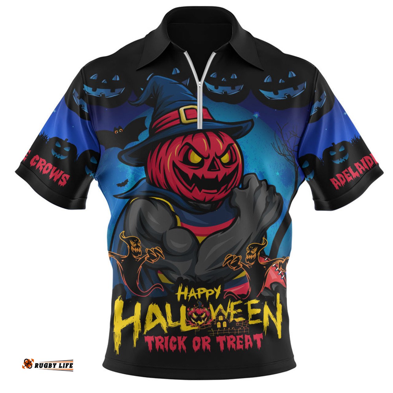 Adelaide Crows Dark Pumpkin Halloween Spirit Zip Polo Shirt
