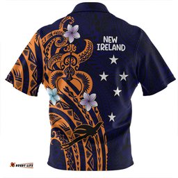 Australia South Sea Islanders New Ireland Flag With Polynesian Pattern Zip Polo Shirt