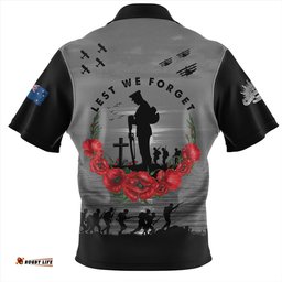 Australia Anzac Day Remembering Our Fallen Heroes Zip Polo Shirt
