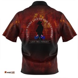 Australia Anzac Day Their Name Liveth For Evermore Dark Grunge Style Zip Polo Shirt