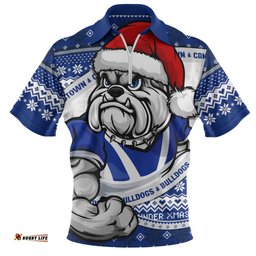 Canterbury Bankstown Bulldogs Ugly Knit Style For Christmas Game Fans Zip Polo Shirt