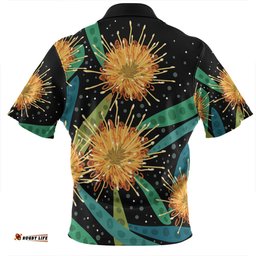 Australia Flowers Aboriginal Australian Yellow Hakea Flower Art Zip Polo Shirt