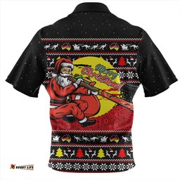 Australia Aboriginal Didgeridoo Santa Christmas Zip Polo Shirt