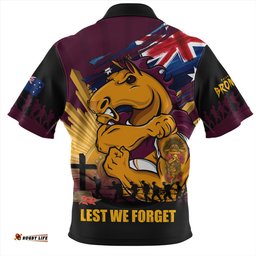 Brisbane Broncos Fearless ANZAC Defender Zip Polo Shirt