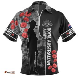 Australia Custom Royal Australian Army Anzac Day Camouflage Style Zip Polo Shirt