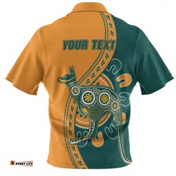 Australia Wallabies Custom Go Wallabies Aboriginal Inspired Jersey Orange Zip Polo Shirt