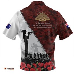 Australia Anzac Day Poppy Flower And Barbed Wire Zip Polo Shirt