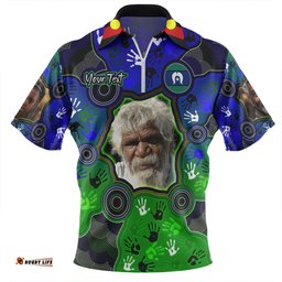 Australia Torres Strait Islands Custom Aboriginal Dot Art Indigenous Handprints Personalised Photo Zip Polo Shirt