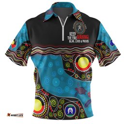 Australia Custom Naidoc Week Culture Art With River And Tortoise Aboriginal Zip Polo Shirt
