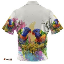 Australia Rainbow Lorikeets Rainbow Lorikeets With Grevillea Flowers Zip Polo Shirt