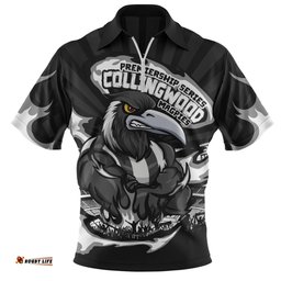 Collingwood Premiership Series Flame Edition Zip Polo Shirt