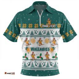 Australia Wallabies Christmas Custom Special Ugly Christmas Zip Polo Shirt