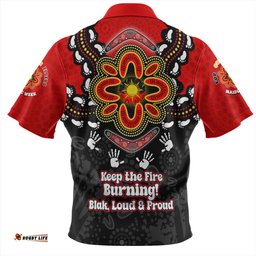 Australia Aboriginal Inspired Naidoc Symbol Pattern Zip Polo Shirt