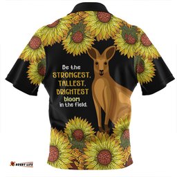 Australia Kangaroo Aboriginal Custom Aboriginal Sunflowers With Kangaroo Be The Strongest Dot Painting Art Zip Polo Shirt