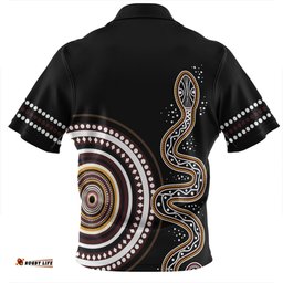 Australia Rainbow Serpent Aboriginal Custom Dreamtime Mother of Life Black Zip Polo Shirt