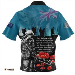 Australia Anzac Day Blue Horizon Of Sacrifice Zip Polo Shirt