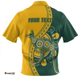 Australia Wallabies Custom Go Wallabies Aboriginal Inspired Jersey Yellow Zip Polo Shirt