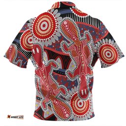 Australia Platypus Aboriginal Red Platypus With Aboriginal Art Dot Painting Patterns Inspired Zip Polo Shirt