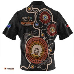 Australia Aboriginal Dot Art Inspired Naidoc Week Keep The Fire Burning! Blak, Loud & Proud Zip Polo Shirt
