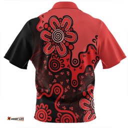 Australia Aboriginal Style Of Background Red Zip Polo Shirt
