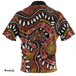 Australia Rainbow Serpent Aboriginal Aboriginal Dot Art Snake Artwork Zip Polo Shirt
