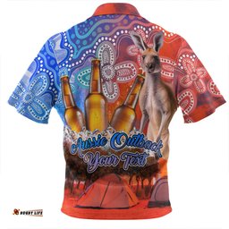 Australia Kangaroo Aboriginal Camping Custom Aussie Outback Camping with Beer Zip Polo Shirt