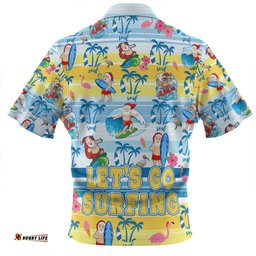 Australia Surfing Christmas Tropical Santa Let's Go Surfing Zip Polo Shirt