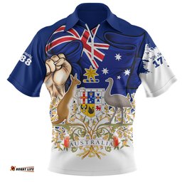 Australia Australia Power Pride And Heritage Crest Zip Polo Shirt