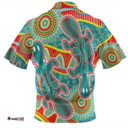 Australia Platypus Aboriginal Green Platypus With Aboriginal Art Dot Painting Patterns Inspired Zip Polo Shirt