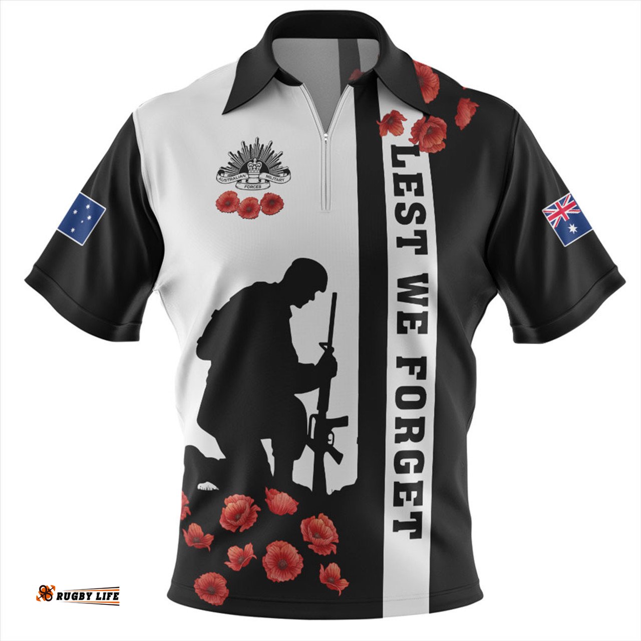 Australia Anzac Day Lest We Forget Simple Style Zip Polo Shirt
