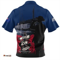 Australia Anzac Day Lest We Forget Royal Australian Navy Zip Polo Shirt