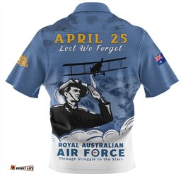 Australia Anzac Day Royal Australian Air Force Gallipoli Skies Zip Polo Shirt